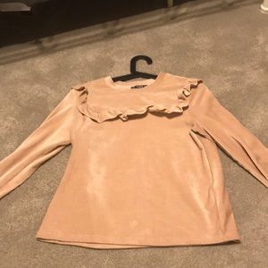 Pink ruffle front shirt